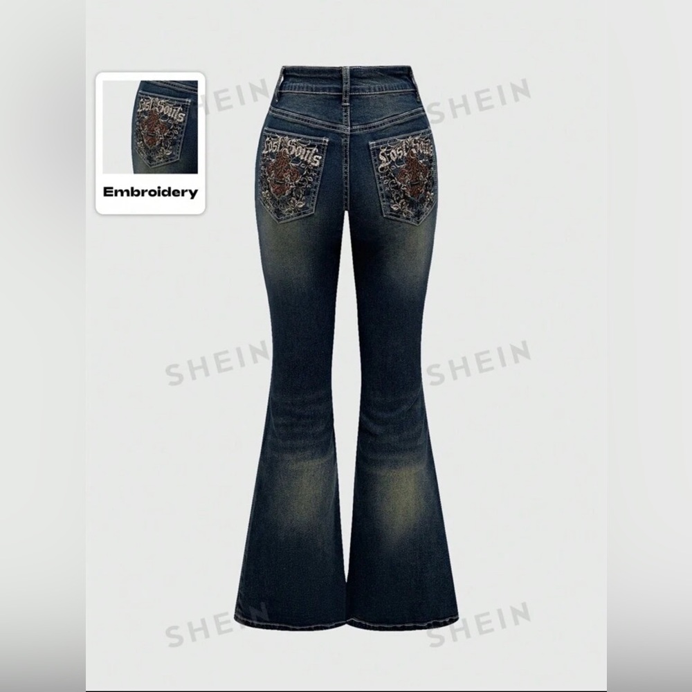 Embroidered Flare Leg Jeans